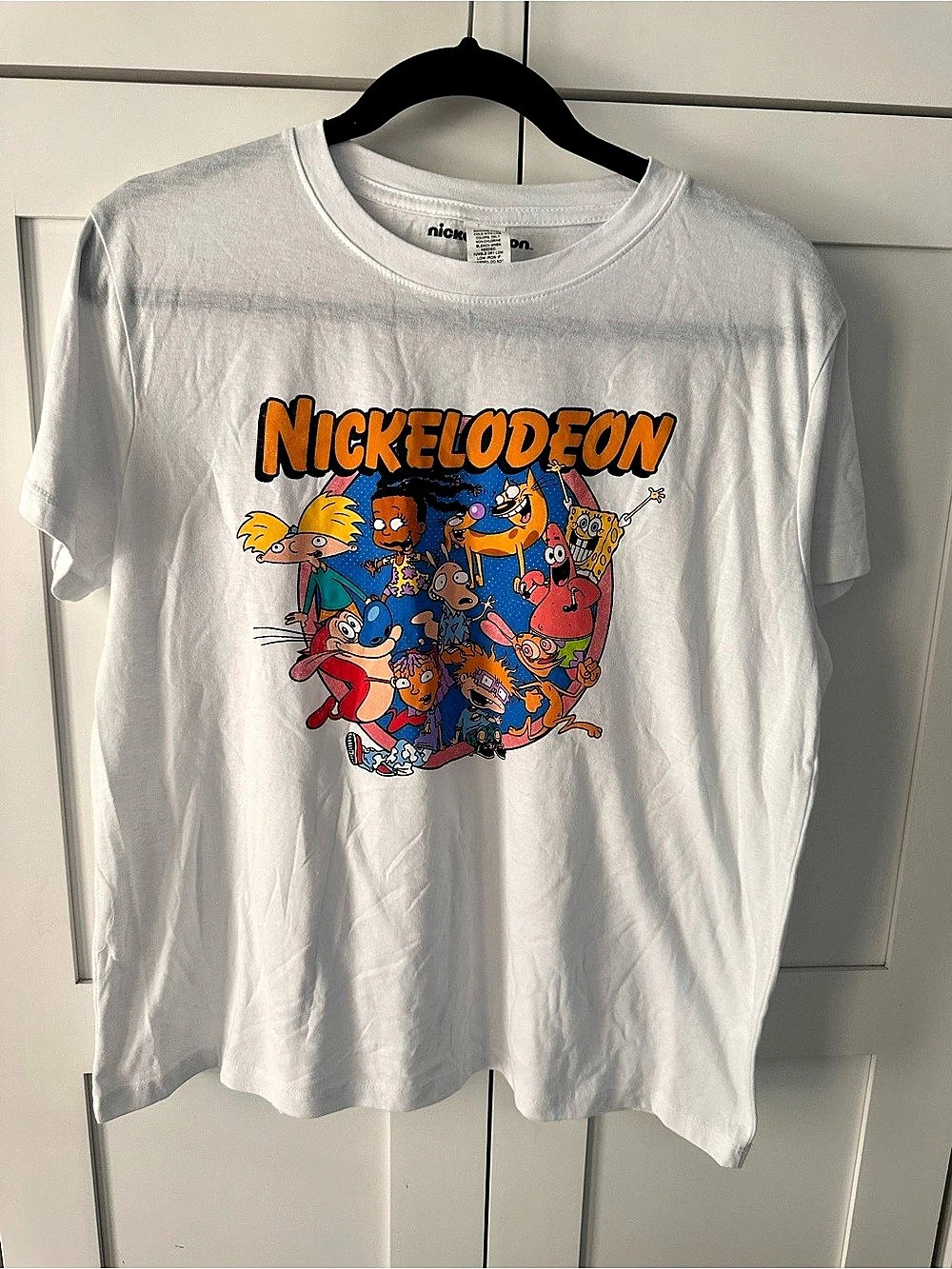 Nickelodeon Nick 90's Group Short Sleeve Graphic T-Shirt Graphic Tee White Large